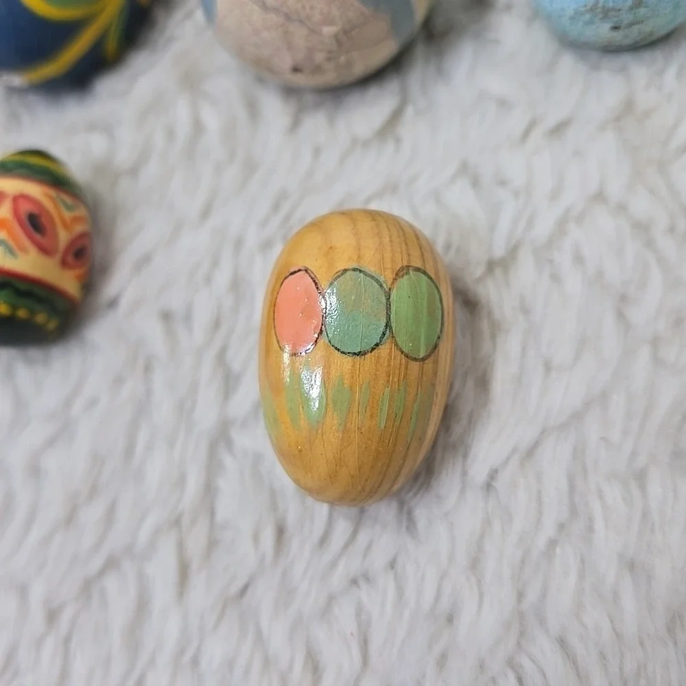 Vintage Easter Egg Tree Ornaments Lot of 10 Hand Painted Wooden Ceramic European
